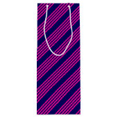 Fuchsienblauer Fünf Streifen Geschenktüte Für Weinflaschen (Rückseite)