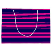 Fuchsienblauer Fünf Streifen Große Geschenktüte (Rückseite)