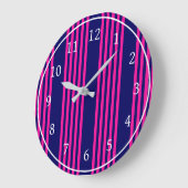 Fuchsienblauer Fünf Streifen Große Wanduhr (Winkel)