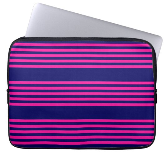 Fuchsienblauer Fünf Streifen Laptopschutzhülle (Vorderseite)
