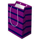 Fuchsienblauer Fünf Streifen Mittlere Geschenktüte (Rückseite Schrägansicht)