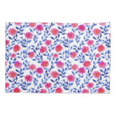 Fuchsienfarbene Frühlingsblüten Aquarell-Blumenmus Kissenbezug (Rückseite)