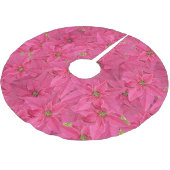 Fuchsienfarbene Poinsettien, Blumenmuster Polyester Weihnachtsbaumdecke (Schrägansicht)