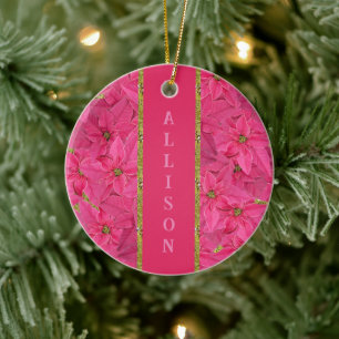 Fuchsienfarbene Poinsettien, Gewohnheitsmuster Keramik Ornament