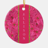 Fuchsienfarbene Poinsettien, Gewohnheitsmuster Keramik Ornament (Vorne)