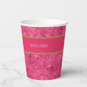 Fuchsienfarbene Poinsettien, Gewohnheitsmuster Pappbecher (Rückseite)