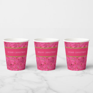 Fuchsienfarbene Poinsettien, Gewohnheitsmuster Pappbecher