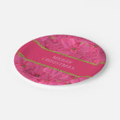 Fuchsienfarbene Poinsettien, Gewohnheitsmuster Pappteller (Schrägansicht)