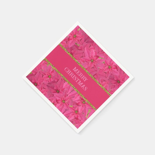 Fuchsienfarbene Poinsettien, Gewohnheitsmuster Serviette (Ecke)