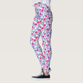 Fuchsienfarbene rosa Blumen Aquarell Floral Stylis Leggings (Links)