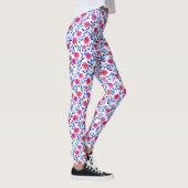 Fuchsienfarbene rosa Blumen Aquarell Floral Stylis Leggings (Rechts)