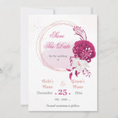 Fuchsienkranz und Blume Save the Date Einladung (Vorderseite)