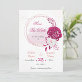 Fuchsienkranz und Blume Save the Date Einladung (Stehend Vorderseite)
