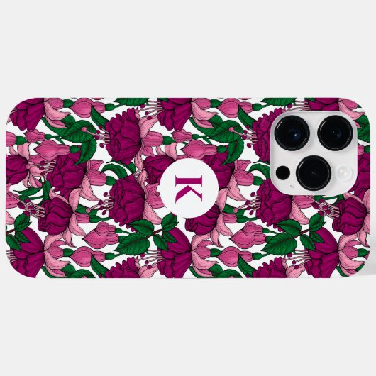 Fuchsienmonogramm Case-Mate iPhone Hülle (Rückseite (Horizontal))
