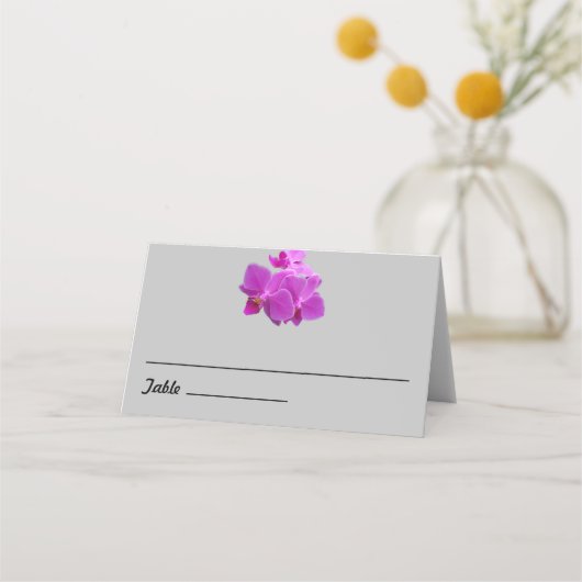 Fuchsienorchideen auf gefalteter Plazenta Platzkarte (Vorderseite)