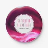 Fuchsienrosa Agoode Moderne Hochzeit Pappteller (Vorderseite)