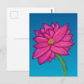 Fuchsienrosa Blume mit blauem Hintergrund Postkarte (Vorne/Hinten)