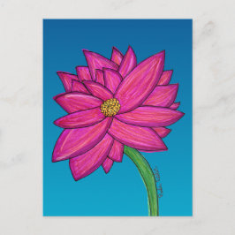 Fuchsienrosa Blume mit blauem Hintergrund Postkarte