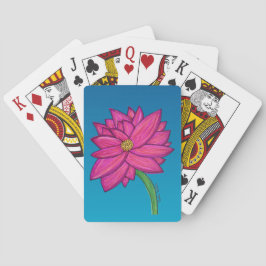 Fuchsienrosa-Blume mit blauem Hintergrund-Tote Spielkarten
