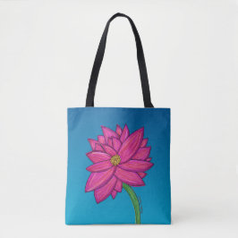 Fuchsienrosa-Blume mit blauem Hintergrund-Tote Tasche
