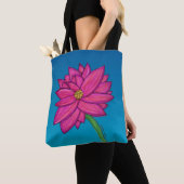 Fuchsienrosa-Blume mit blauem Hintergrund-Tote Tasche (Von Nahem)