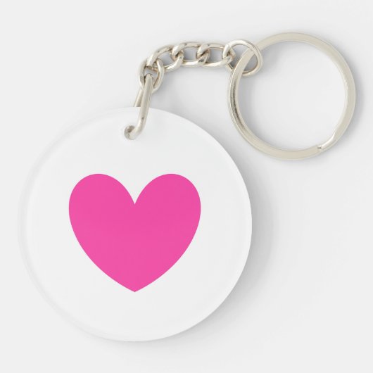 Fuchsienrosa Herz auf weiß Schlüsselanhänger (Rückseite)