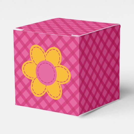 Fuchsienrosa karierte Blume niedliches Frühjahrsmä Geschenkschachtel (Vorderseite)