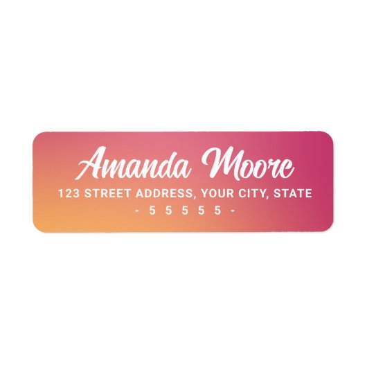 Fuchsienrosa Orangengefälle Moderne Rücksendeadres (Vorne)