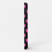 Fuchsienrosa Polka-Herzen auf schwarz Case-Mate iPhone Hülle (Hinten/Links)