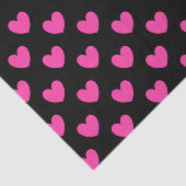 Fuchsienrosa Polka-Herzen auf schwarz Seidenpapier (Ausschnitt)