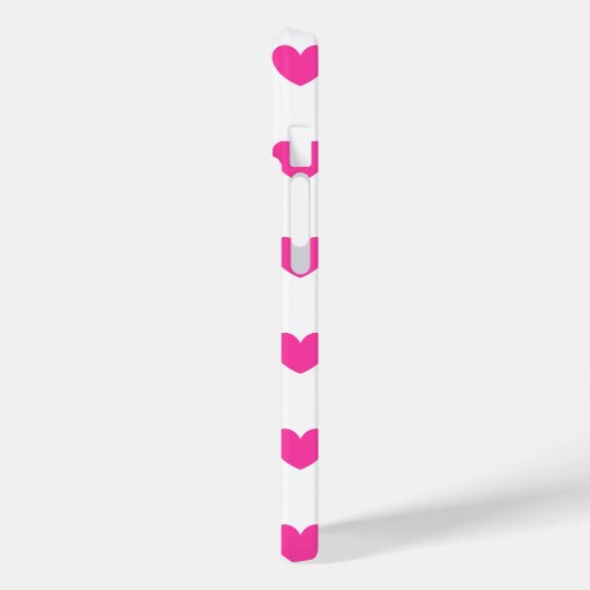 Fuchsienrosa Polka-Herzen auf weiß Case-Mate iPhone Hülle (Rückseite / Links)