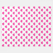 Fuchsienrosa Polka-Herzen auf weiß Fleecedecke (Vorderseite (Horizontal))