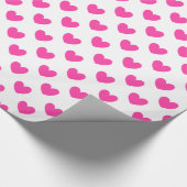 Fuchsienrosa Polka-Herzen auf weiß Geschenkpapier (Ecke)
