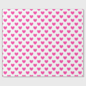 Fuchsienrosa Polka-Herzen auf weiß Geschenkpapier (Flach)