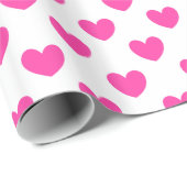 Fuchsienrosa Polka-Herzen auf weiß Geschenkpapier (Rolleneckpunkt)