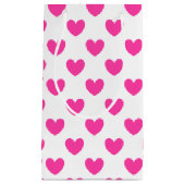 Fuchsienrosa Polka-Herzen auf weiß Kleine Geschenktüte (Vorderseite)