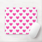 Fuchsienrosa Polka-Herzen auf weiß Mousepad (Mit Mouse)