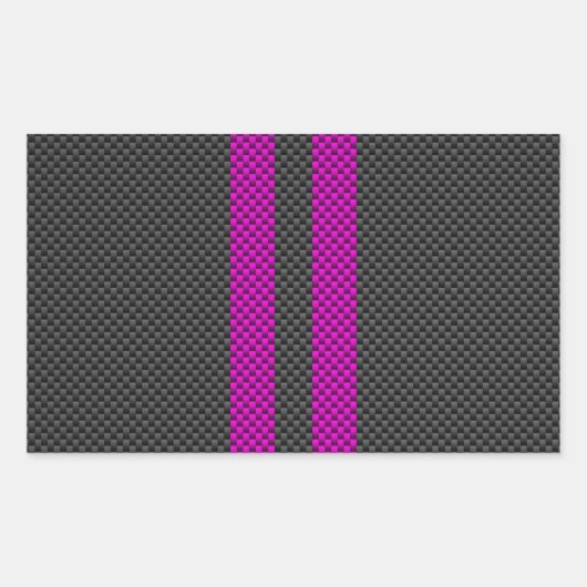 Fuchsienrosa Streifen im Carbon-Faserstil Rechteckiger Aufkleber (Vorderseite)