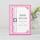 Fuchsienrosa traditionelle Hochzeit Einladung (Stehend Vorderseite)