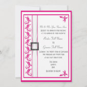 Fuchsienrosa traditionelle Hochzeit Einladung (Rückseite)