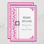 Fuchsienrosa traditionelle Hochzeit Einladung (Vorne/Hinten)