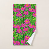 Fuchsienrosa Wildblumen in einem Feld Badhandtuch Set (Handtuch)
