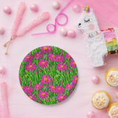 Fuchsienrosa Wildblumen in einem Feld Pappteller (Party)