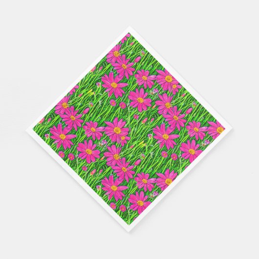 Fuchsienrosa Wildblumen in einem Feld Serviette (Ecke)