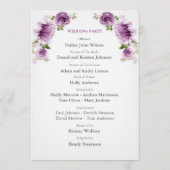 Fuchsienrosen- und Pfingstrosen-Hochzeitsprogramm Programm (Rückseite)