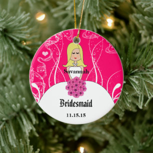 Fuchsienrotes Brautkleid Brautjungfer Ornament