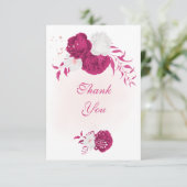 Fuchsienweiße Blume botanische Hochzeit Dankeskarte (Stehend Vorderseite)