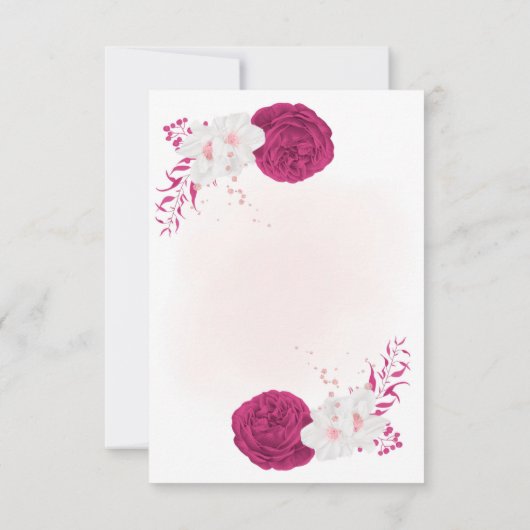 Fuchsienweiße Blume botanische Hochzeit Dankeskarte (Rückseite)