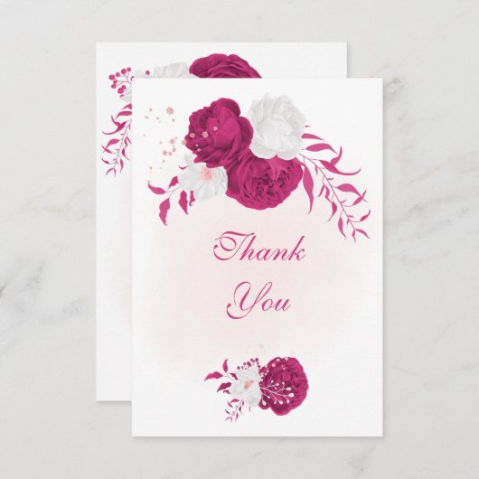Fuchsienweiße Blume botanische Hochzeit Dankeskarte (Vorne/Hinten)