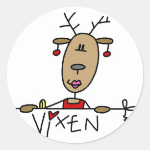 Füchsin-Rentier-T-Shirts und Geschenke Runder Aufkleber